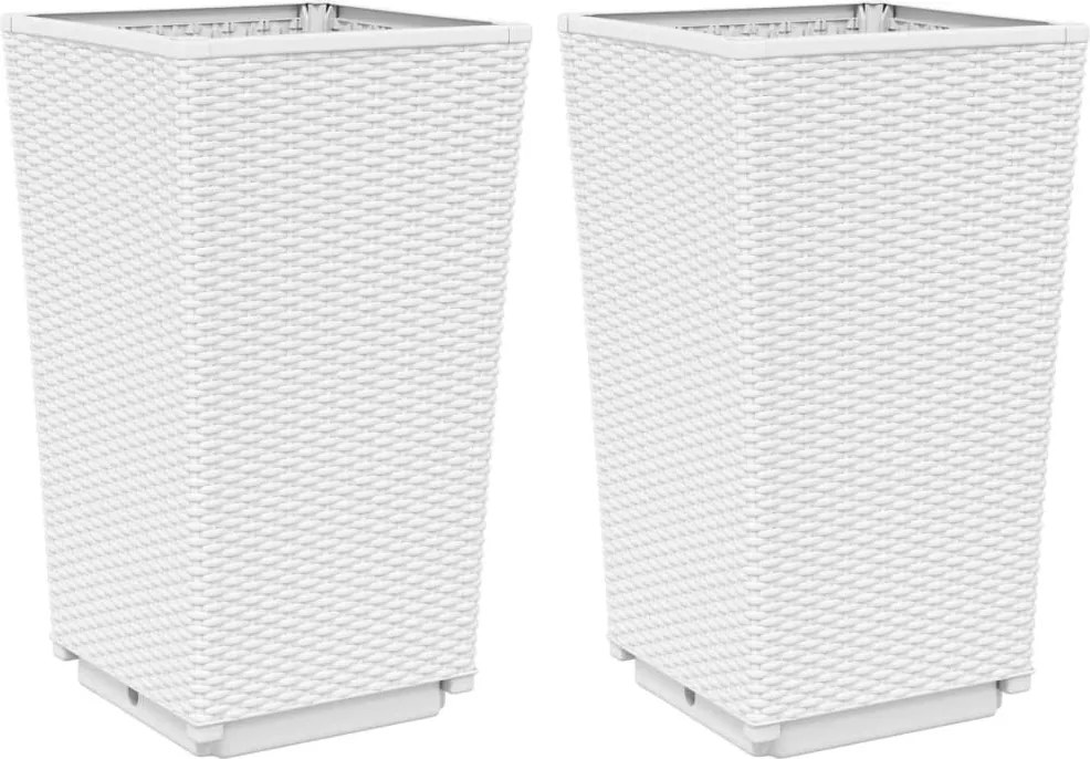 vidaXL 2 db fehér polipropilén kerti ültetőláda 32,5 x 32,5 x 57 cm