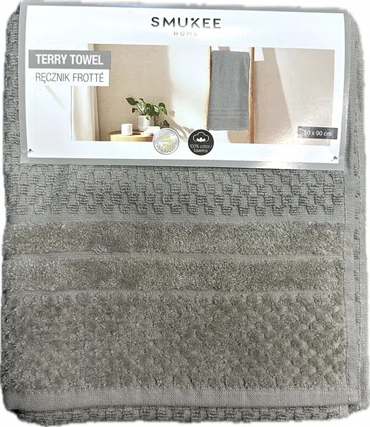 Smukee Frottír törölköző 50x90 cm 100% pamut Szürke