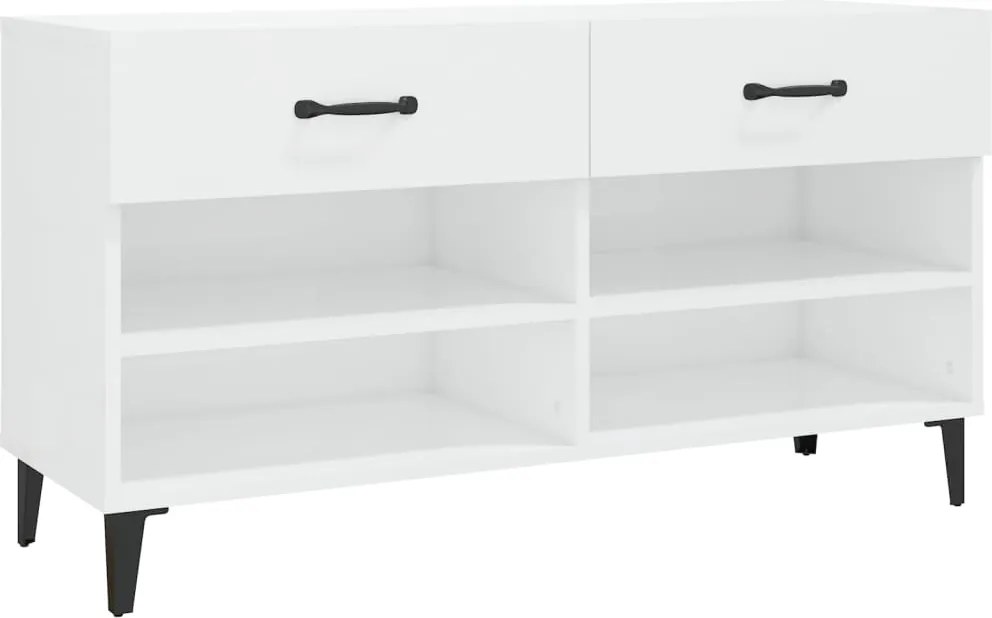vidaXL magasfényű fehér szerelt fa cipőszekrény 102x35x55 cm