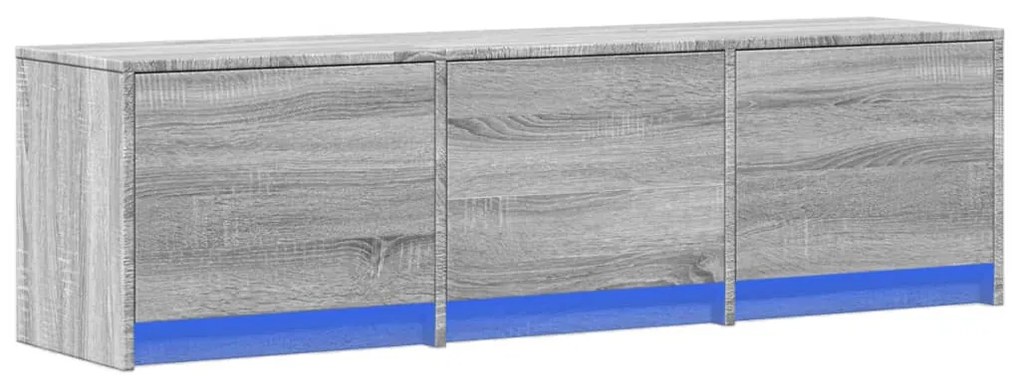 szürke sonoma színű szerelt fa LED-es TV-szekrény 140x34x40 cm