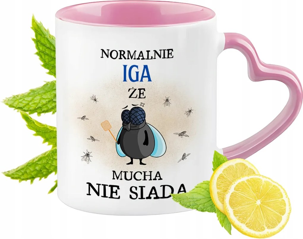 Igi bögre rózsaszín, szív alakú füllel Kávé ajándék