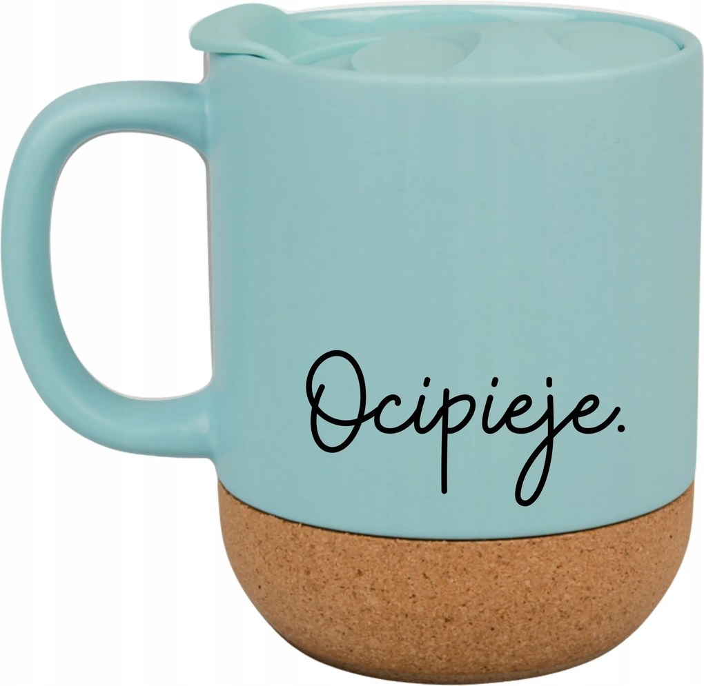 Kék Bögre Fedéllel És Parafa Aljjal Ajándék Az Irodába