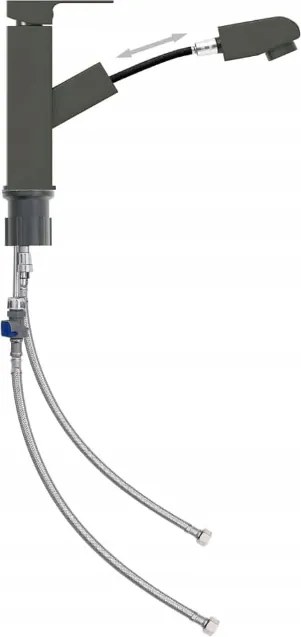 vidaXL Szürke fürdőszobai mosdó csaptelep flexibilis, forgatható