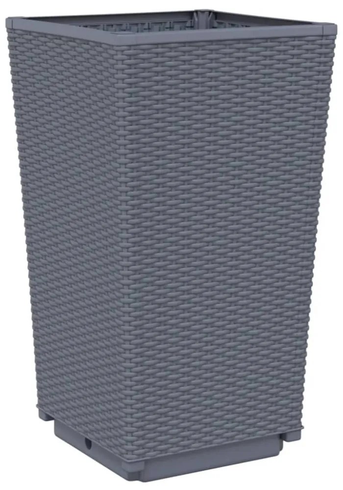 4 db szürke polipropilén kerti ültetőláda 32,5 x 32,5 x 57 cm