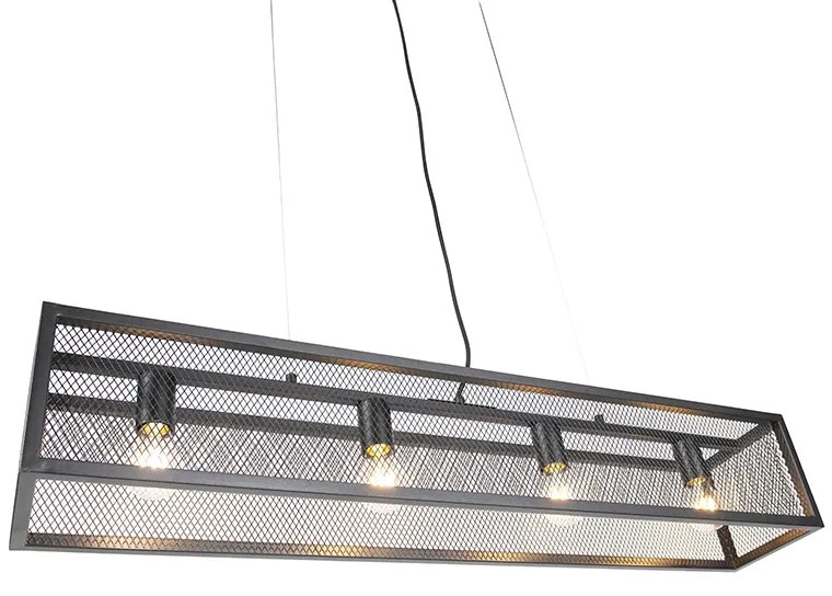 Okos ipari függőlámpa fekete, 4 db WiFi A60 izzóval - Cage Wire