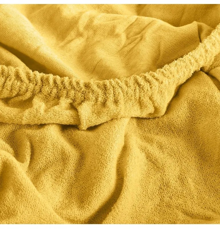 EMI sárga frottír gumis lepedő, 90 (100)x200-as lap