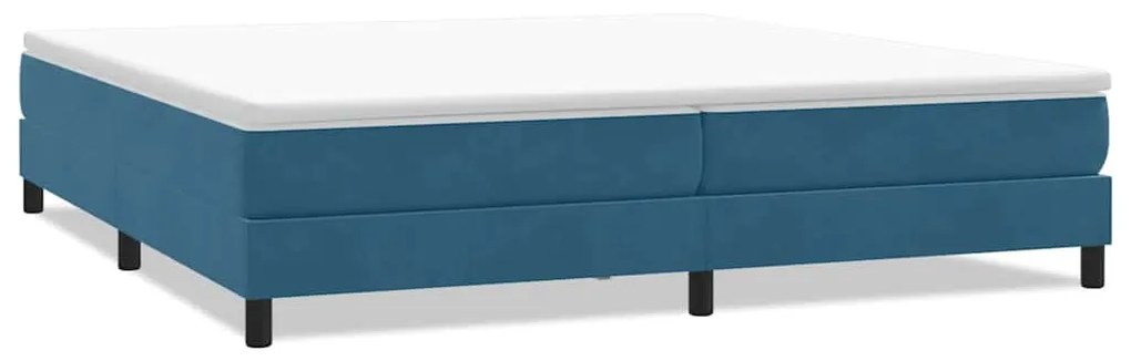 sötétkék bársony rugós ágy matrac nélkül 200x210 cm