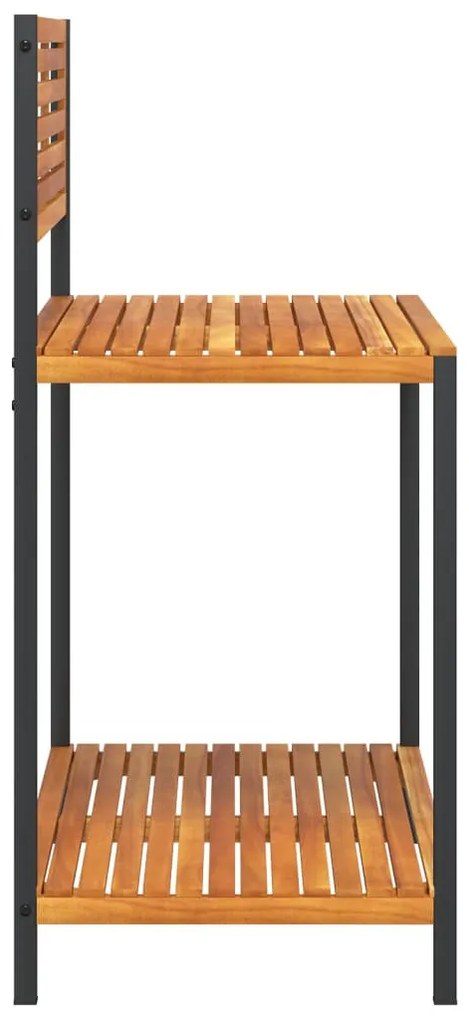 tömör akácfa és acél kerti munkaasztal 90 x 50 x 110 cm