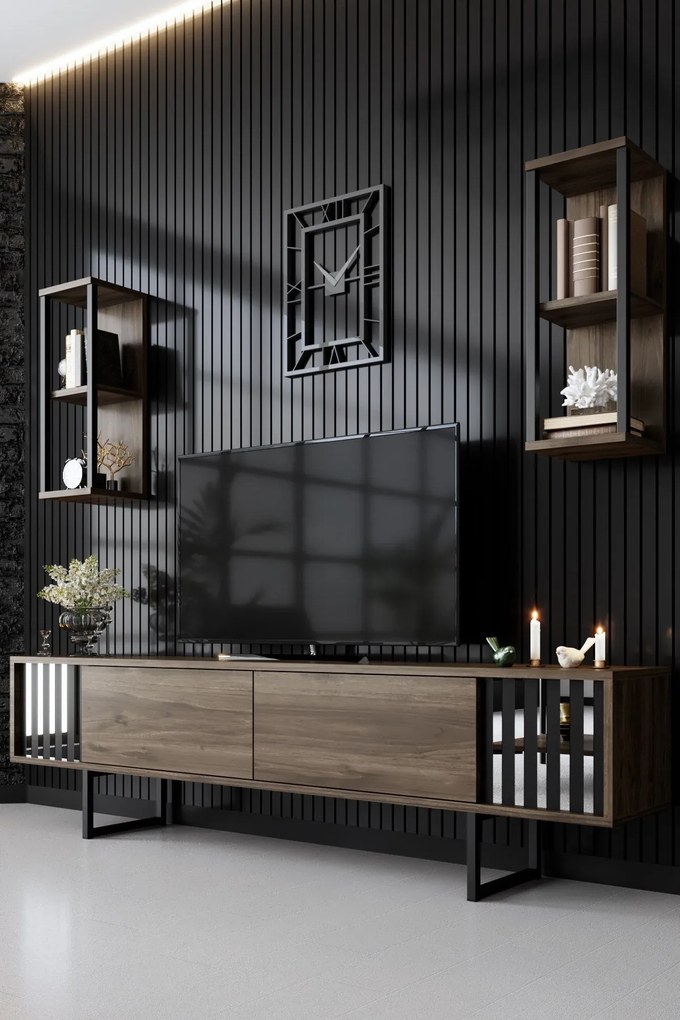 TV szekrény Chrome Line - Walnut, Black