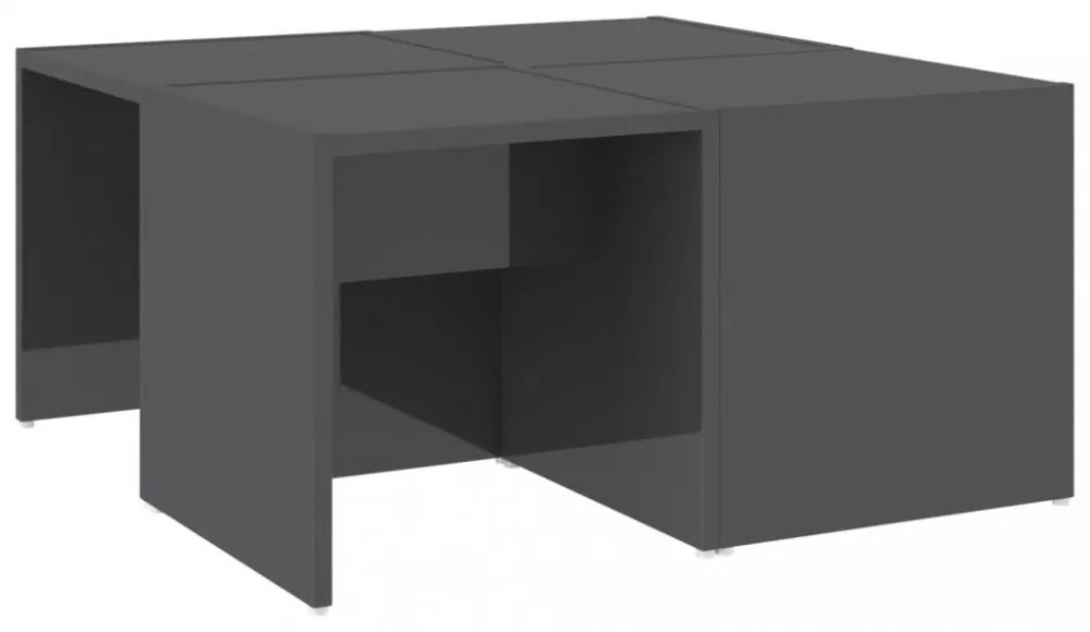 4 db magasfényű szürke szerelt fa dohányzóasztal 33x33x33 cm