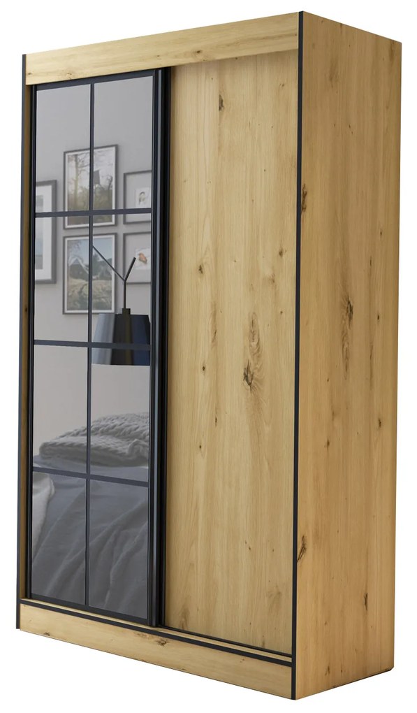 Ruhásszekrény 120 cm Oklahoma 2 (artisan tölgy + fekete). 1043172