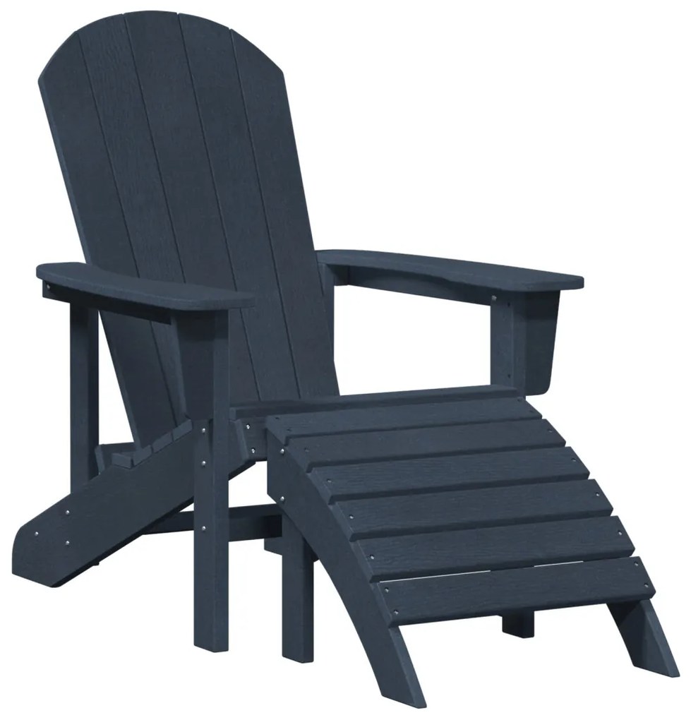 Adirondack szék lábtámasszal Tengerészkék HDPE