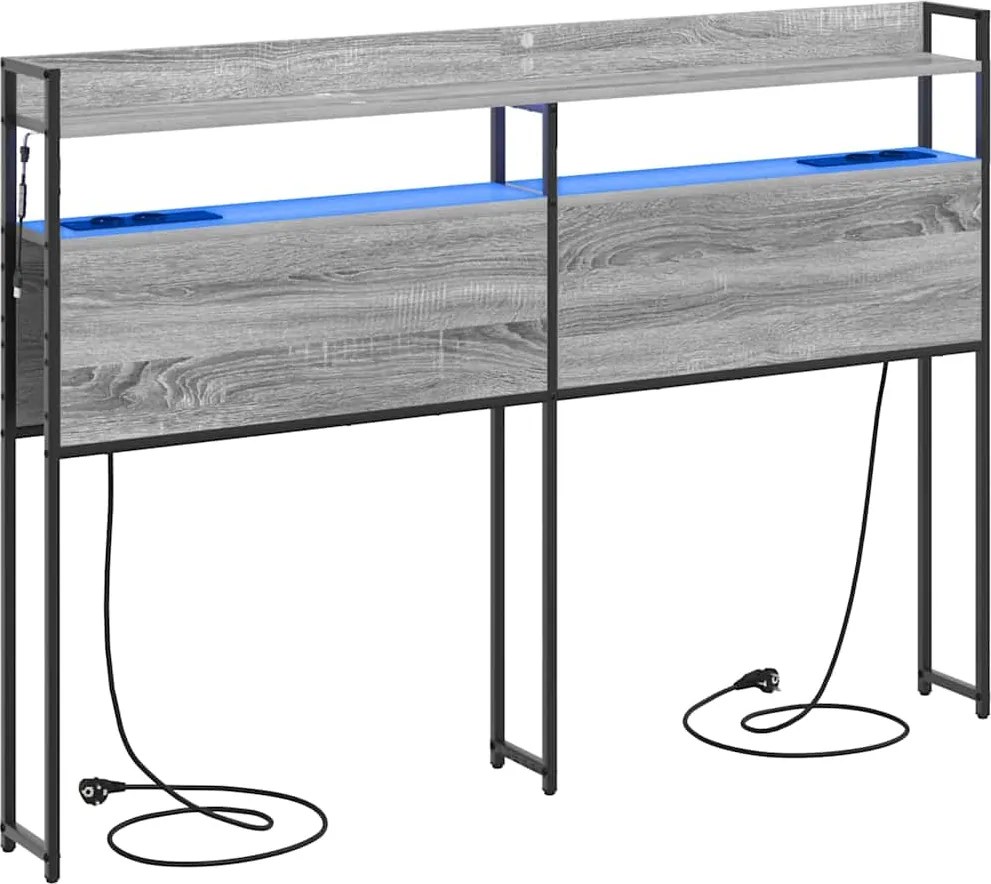 vidaXL Tároló fejtámla polcokkal Szürke sonoma 160 cm Faanyag