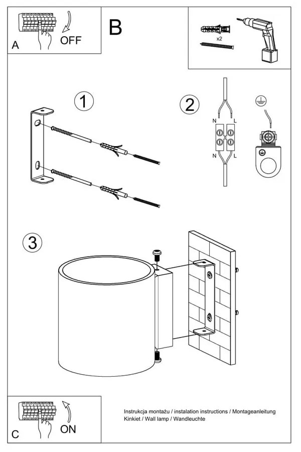 Fehér fali lámpa ø 10 cm Gino – Sollux