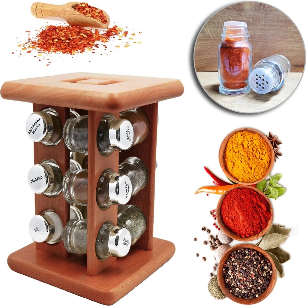 Fűszertartó Forgó Fűszertartó Állvány Szett 12 Db-os
