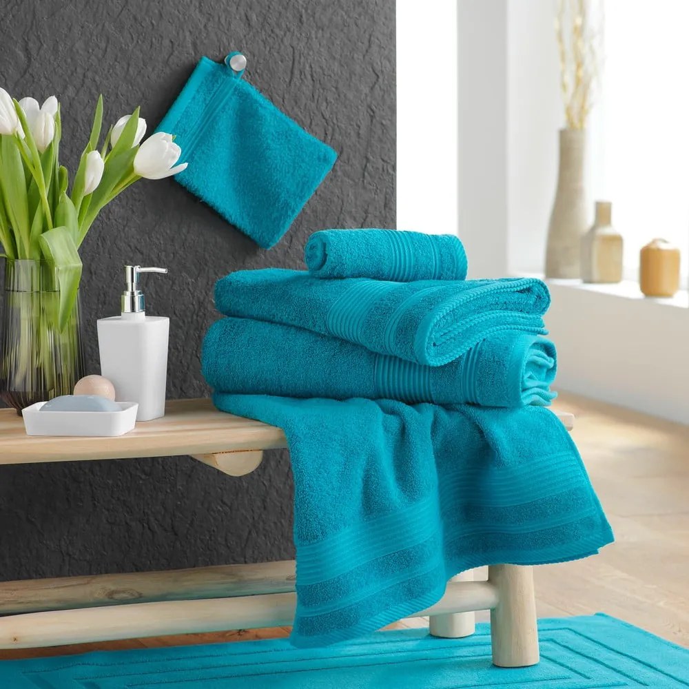 Kék frottír pamut fürdőlepedő 70x130 cm Tendresse – douceur d'intérieur