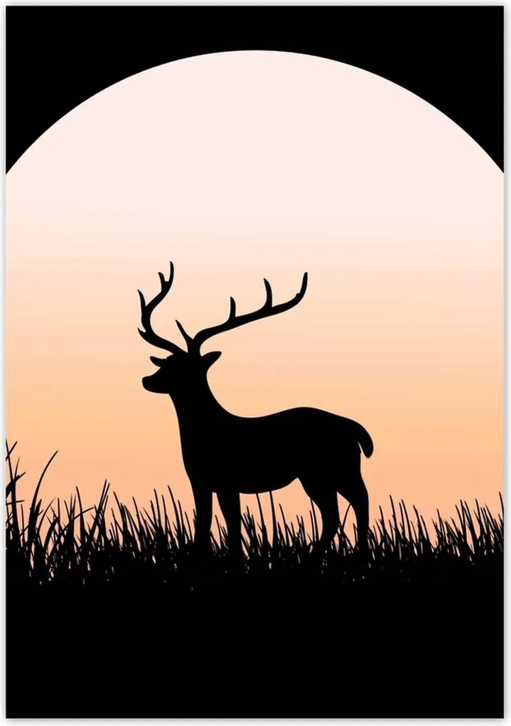 Poszterek 70x100 Szarvas sziluett éjszaka