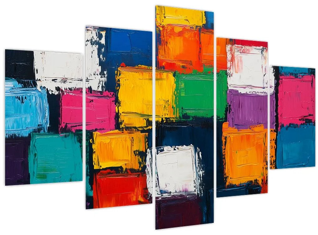 Kép - Színes négyzetek festménye (150x105 cm)