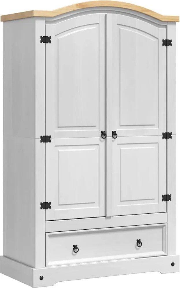 vidaXL Ruhásszekrény Corona Fehér 101 x 52 x 170 cm Tömör fenyőfa