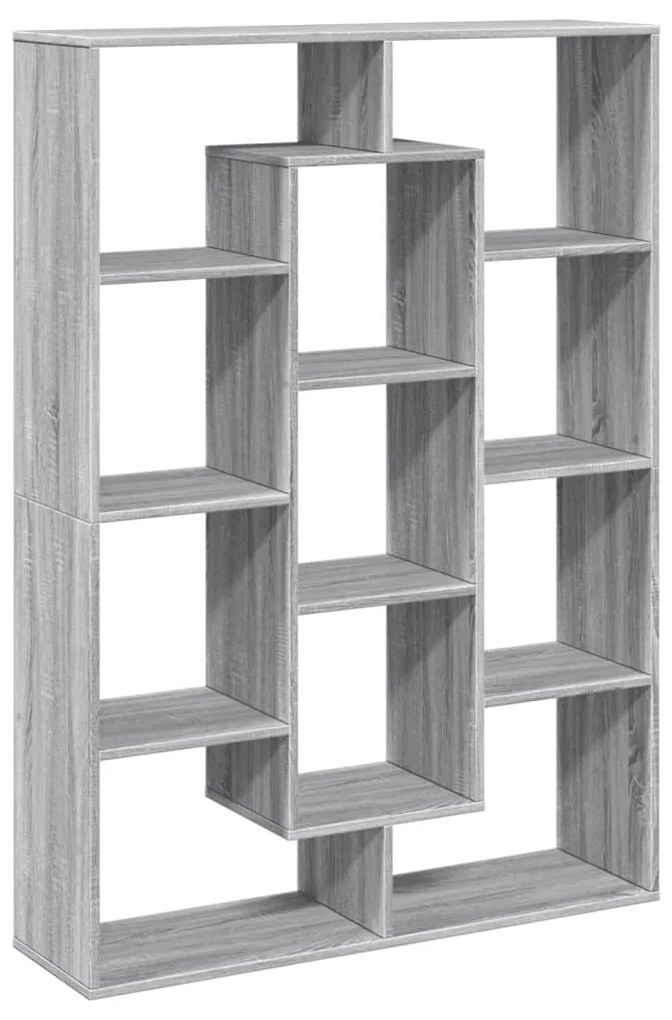 szürke sonoma színű szerelt fa könyvszekrény 102 x 29 x 143 cm