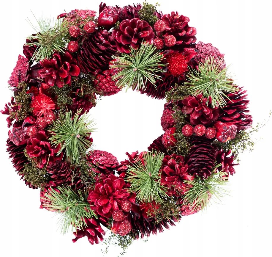 Karácsonyi koszorú fenyőtobozokkal és gyümölcsökkel 30cm dekoráció