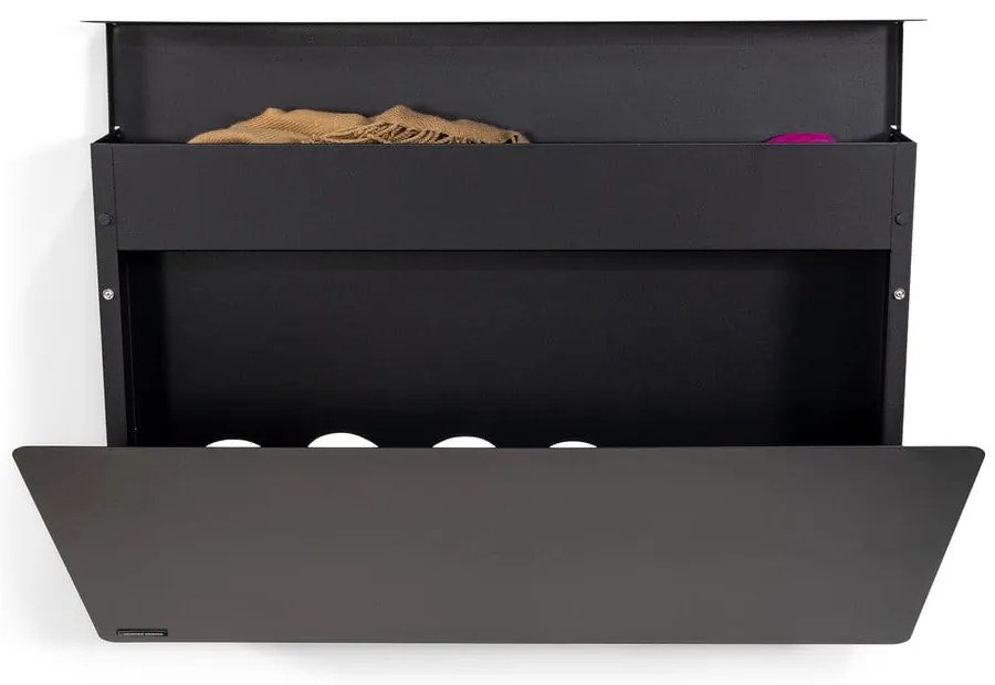 Fekete fém billenő ajtós-függő cipőtartó 78x48x13 cm Luigi – Spinder Design