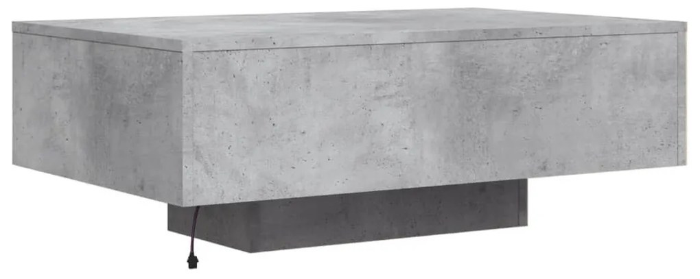 betonszürke dohányzóasztal LED-lámpákkal 85 x 55 x 31 cm