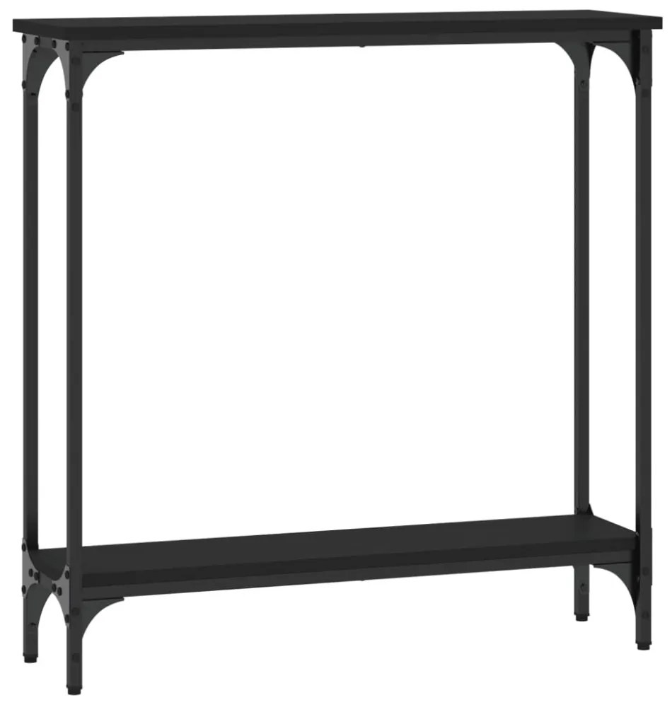 fekete szerelt fa tálalóasztal 75x22,5x75 cm