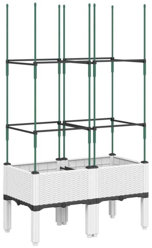 fehér polipropilén rácsos kerti ültetőláda 80 x 40 x 142,5 cm