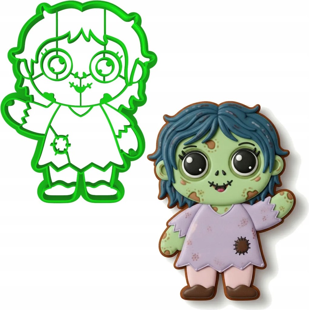 Mézeskalács lyukasztó Halloween Mrs. Zombie 10cm