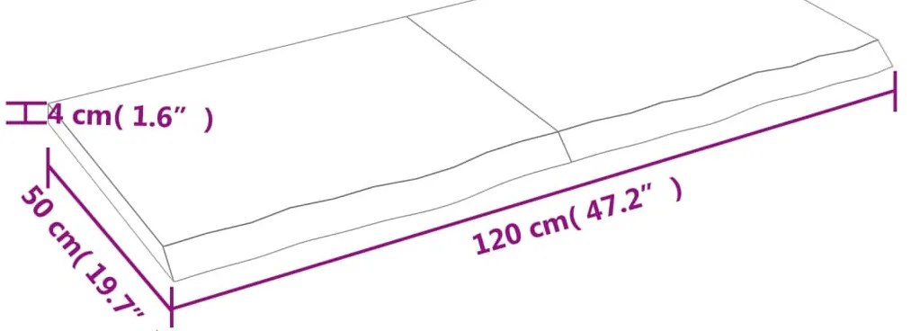 világosbarna kezelt tömör tölgyfa asztallap 120x50x(2-4) cm