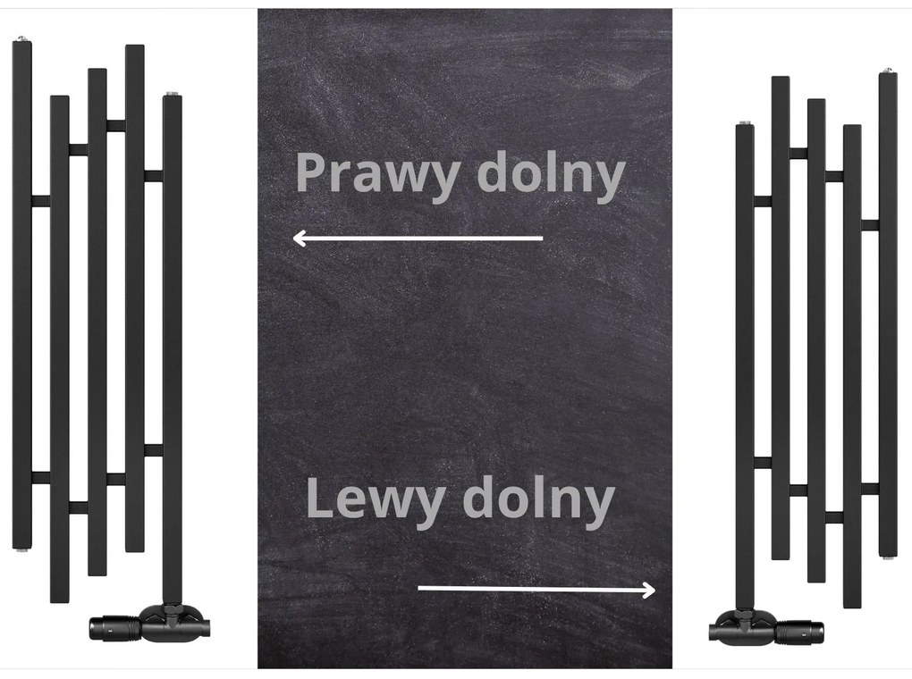 Regnis sertés, fűtőelem 320x1000mm, egylyukú jobb alsó csatlakozással 50mm, 630W, fekete matt, PORK100/30/PD50/FEKETE