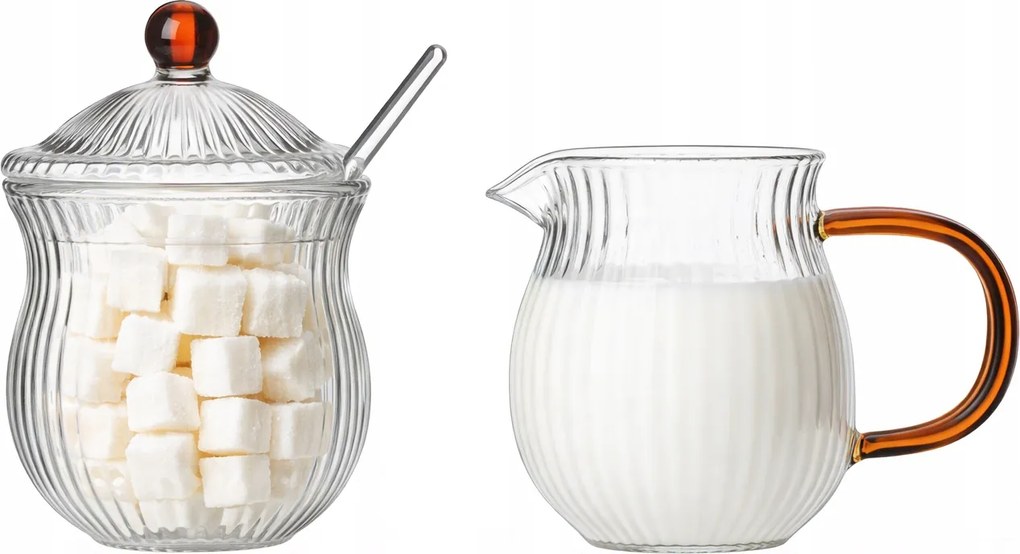 Cukrászda és boroszilikát tejtartó szett elegáns kávéhoz és teához