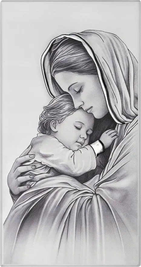 Vászonkép Szűzanya a gyermekkel 9x18 cm Fára festett Gravírozás
