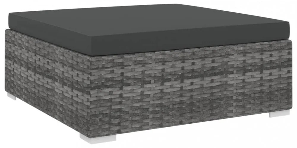 1 db szürke polyrattan moduláris lábtartó párnával