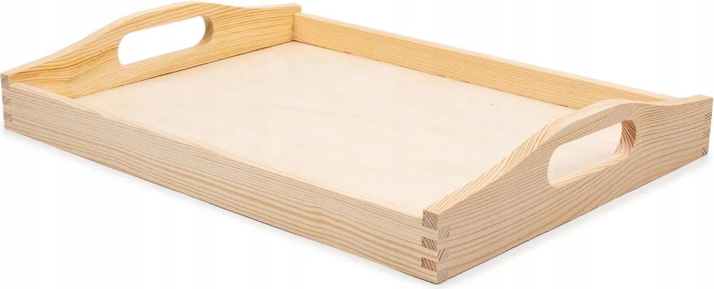 Fa reggeliző tálca 40x30x7 cm, fogantyúval