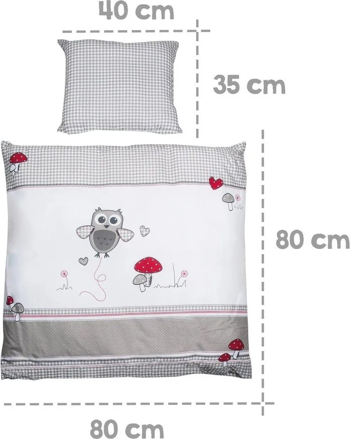 Fehér-szürke pamut gyerek ágyneműhuzat babaágyhoz 80x80 cm Adam &amp; Eule – Roba