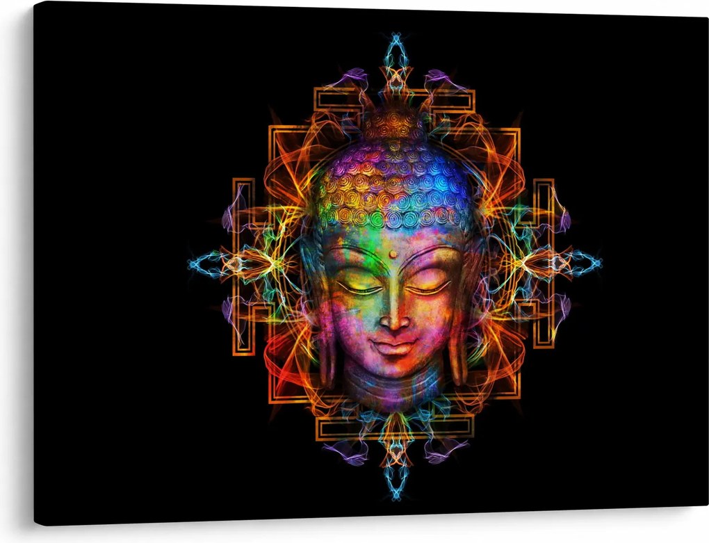 Kép - Buddha mellszobra neon színekben (70x50 cm)