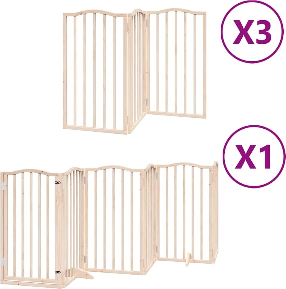 vidaXL nyárfa 15 paneles összecsukható kutyakapu ajtóval 750 cm