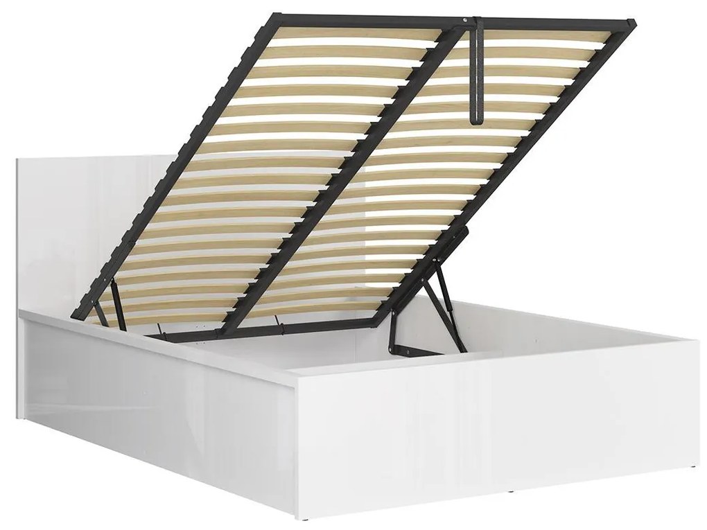 Franciaágy 140 cm Tetrix 8 (fényes fehér) (ágyráccsal) (tárolóhellyel). 1098488
