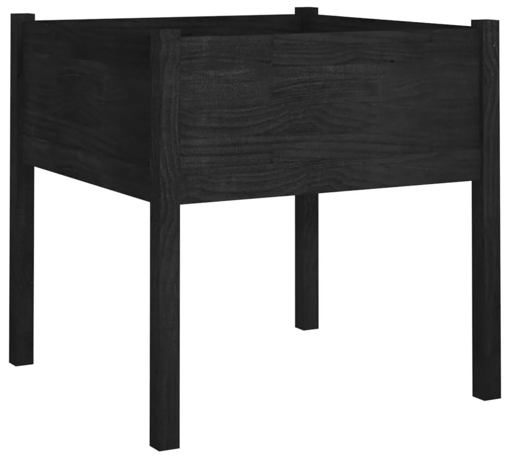 Fekete tömör fenyőfa virágtartó 70 x 70 x 70 cm