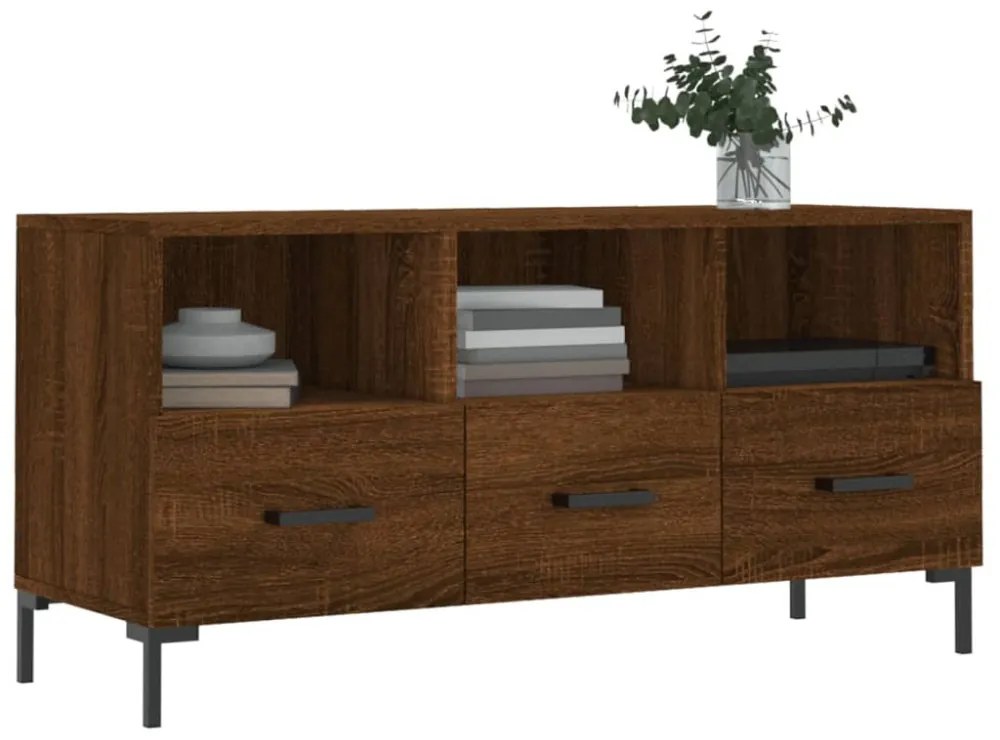 barna tölgy színű szerelt fa TV-szekrény 102 x 36 x 50 cm