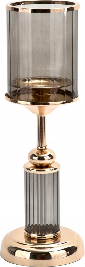 Gyertyatartó üveg kehely 35 cm arany-fekete