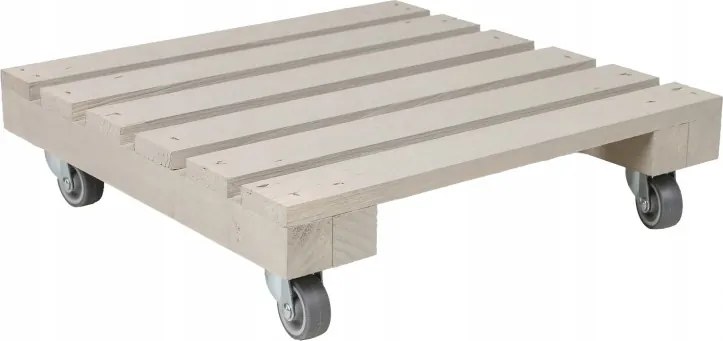 Szürke-bézs Kerekes Virágtartó Állvány Fa 30x30x8 cm