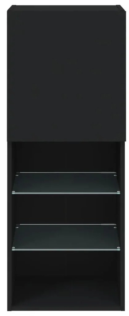 fekete TV-szekrény LED lámpákkal 40,5 x 30 x 102 cm