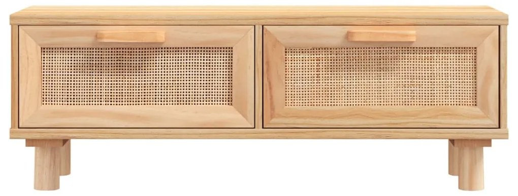 Barna szerelt fa és tömör fenyőfa dohányzóasztal 80x40x30 cm