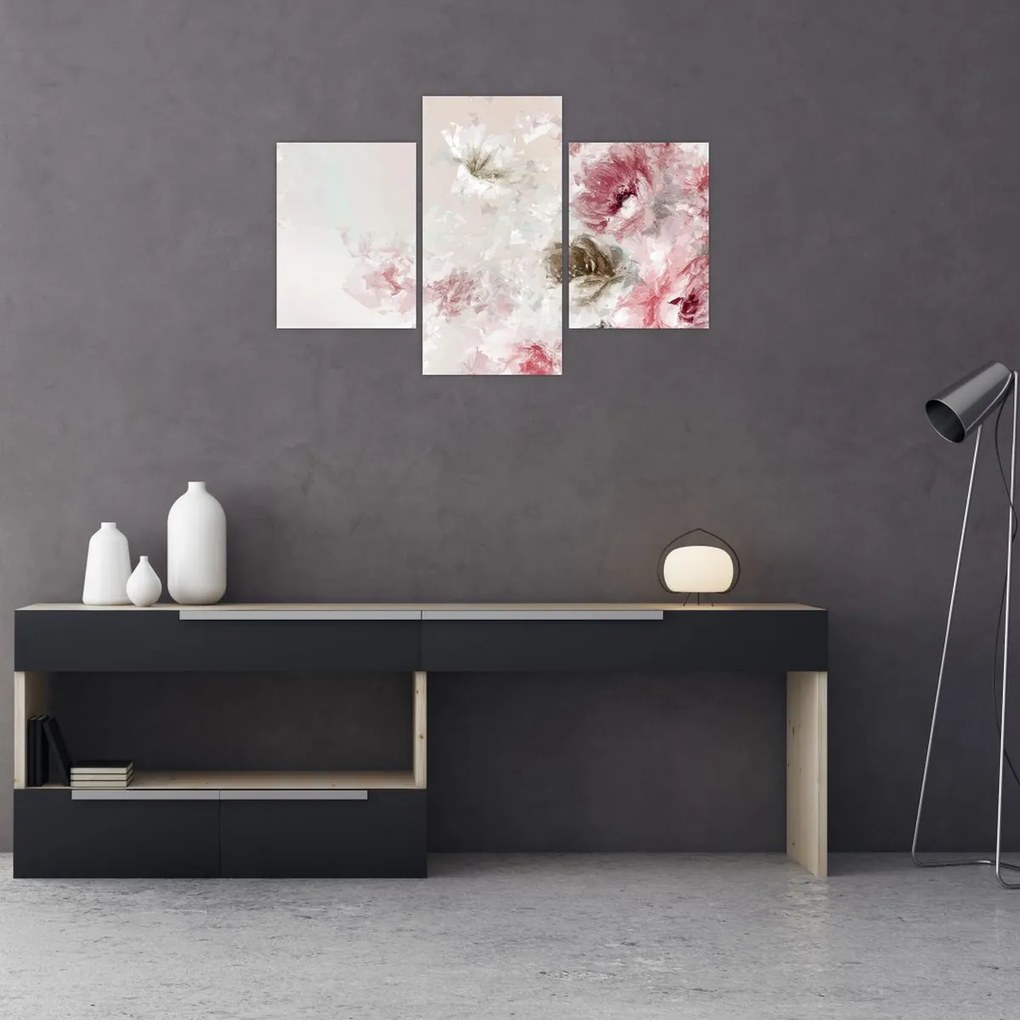 Kép - Festés rózsaszín virágok (90x60 cm)