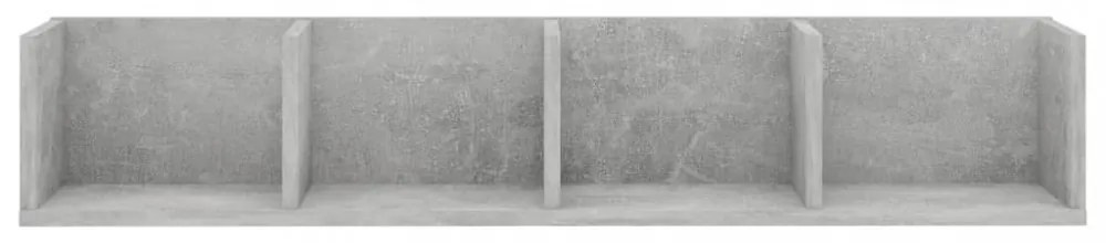 betonszürke szerelt fa CD-tartó fali polc 100 x 18 x 18 cm