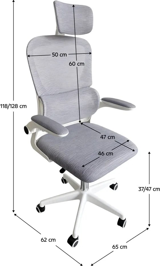Irodai szék, szürke/fehér, FERIS