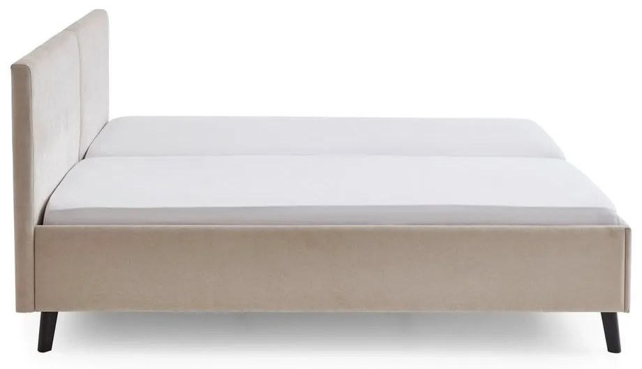 Bézs kárpitozott franciaágy ágyráccsal 160x200 cm Piano – Meise Möbel